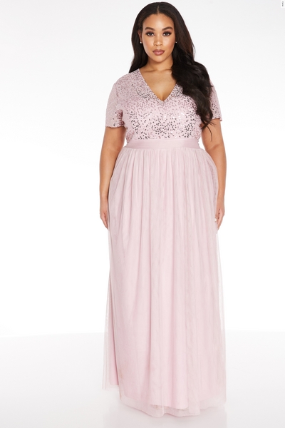 Curve Pink Sequin Maxi Dress